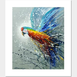 Parrot in flight Posters and Art